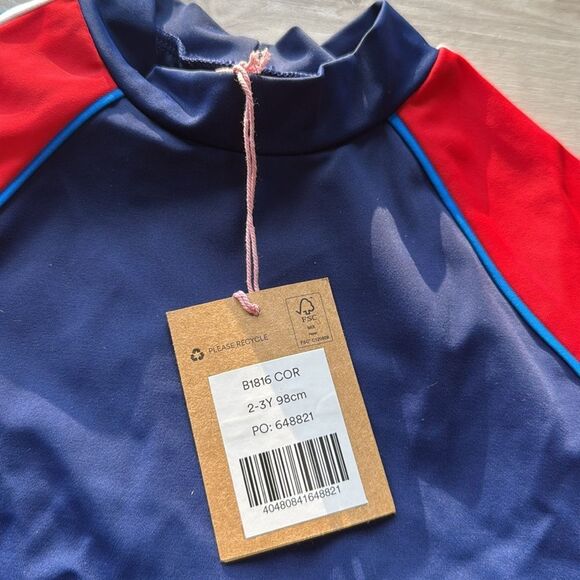 Boden Colour Block Rash‎ Vest Top Boys Size 2-3Y Blue/Red/White NWT in packaging - Picture 5 of 5